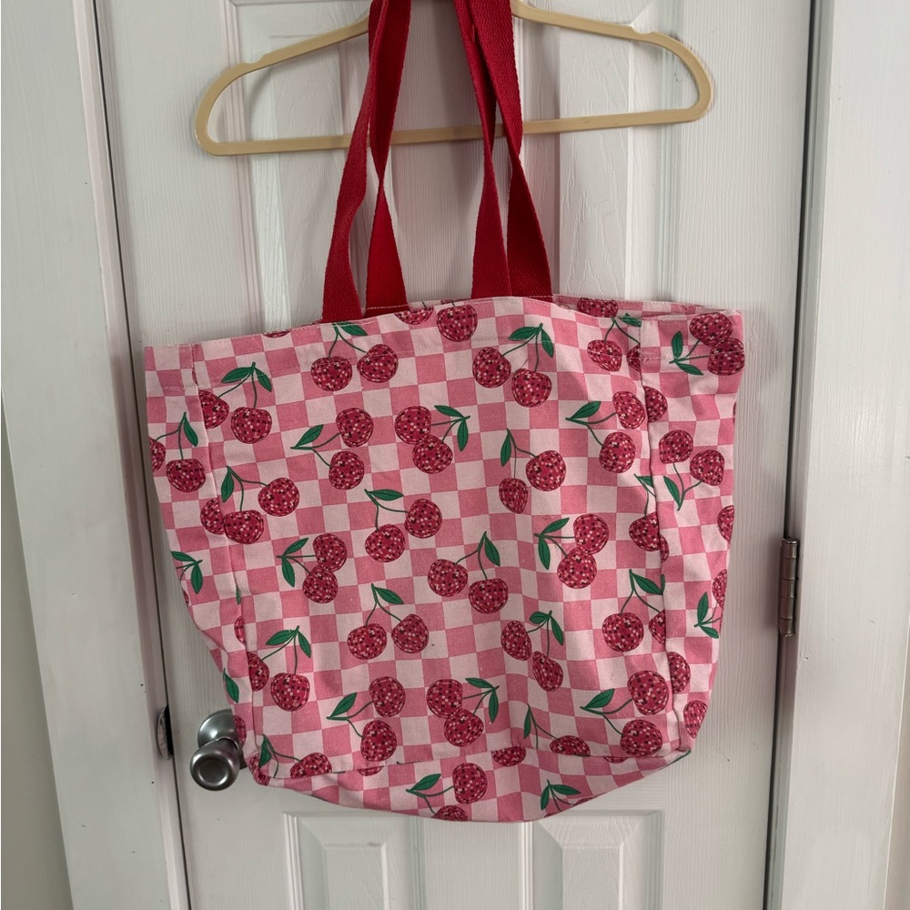 T.J.Maxx Pink Cherry Tote with Red Straps